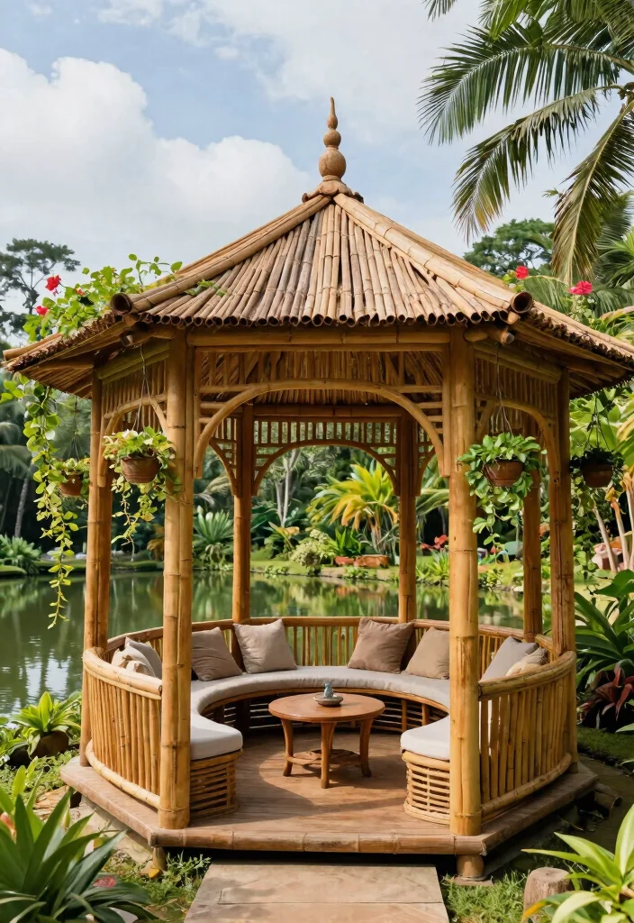 13 Classic Hexagonal Gazebo Ideas Timeless Design 2. Organic Bamboo Gazebo 0