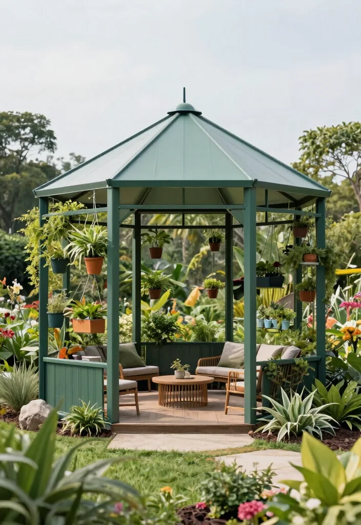 13 Classic Hexagonal Gazebo Ideas Timeless Design 5. Eco Friendly Recycled Metal Gazebo 0