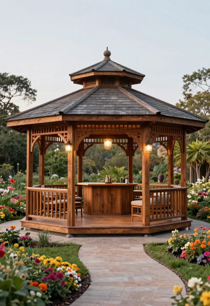13 Classic Hexagonal Gazebo Ideas Timeless Design 6. Traditional Wooden Gazebo with a Twist 0