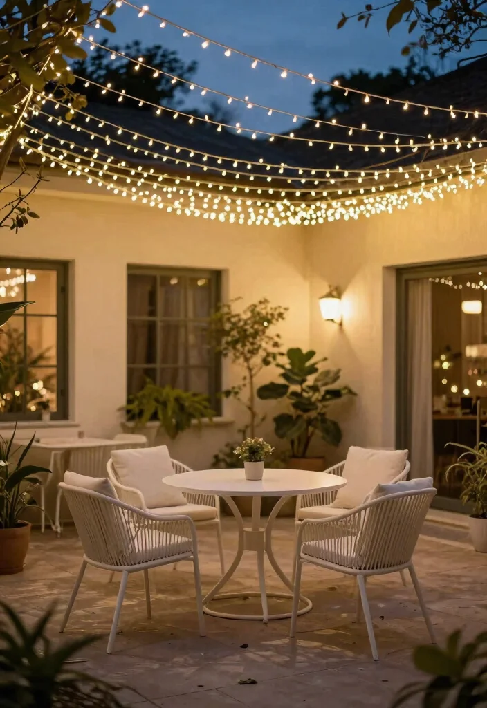 13 Clean White Patio Decor Ideas Minimalist Oasis 5. White String Lights for Ambiance 0