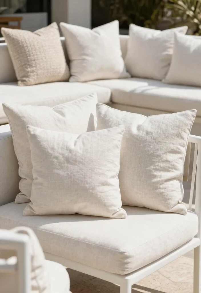 13 Clean White Patio Decor Ideas Minimalist Oasis 7. White Decorative Pillows 0