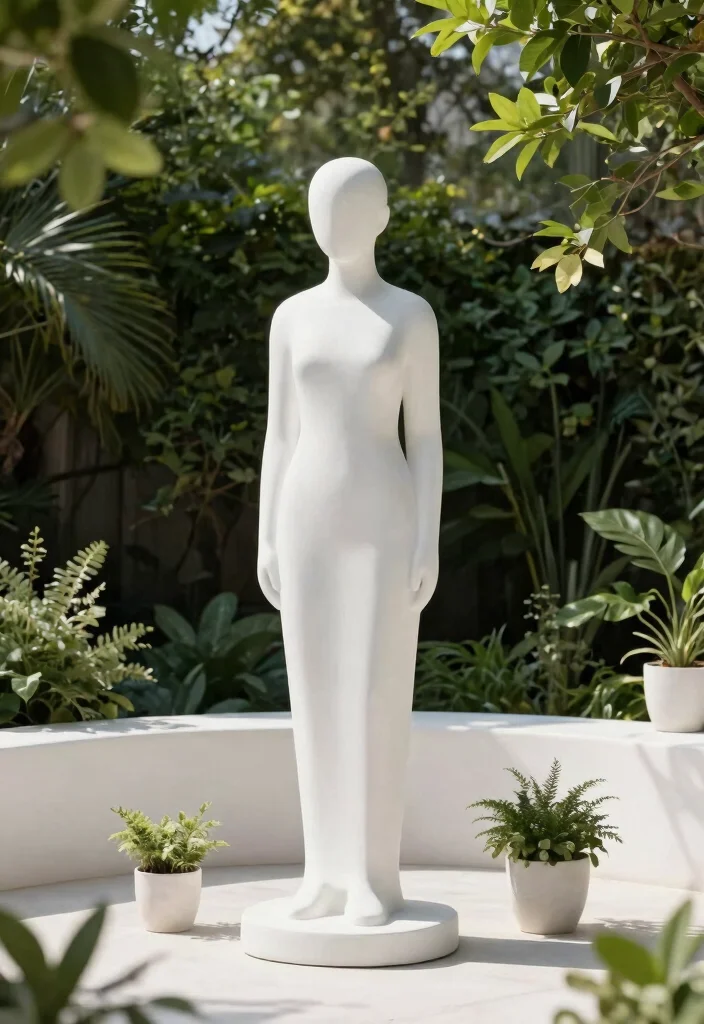 13 Clean White Patio Decor Ideas Minimalist Oasis 8. Minimalist White Garden Sculpture 0