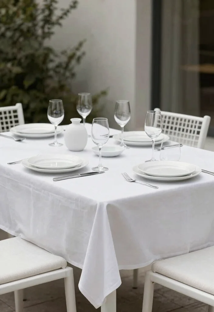 13 Clean White Patio Decor Ideas Minimalist Oasis 9. White Outdoor Dining Accessories 0