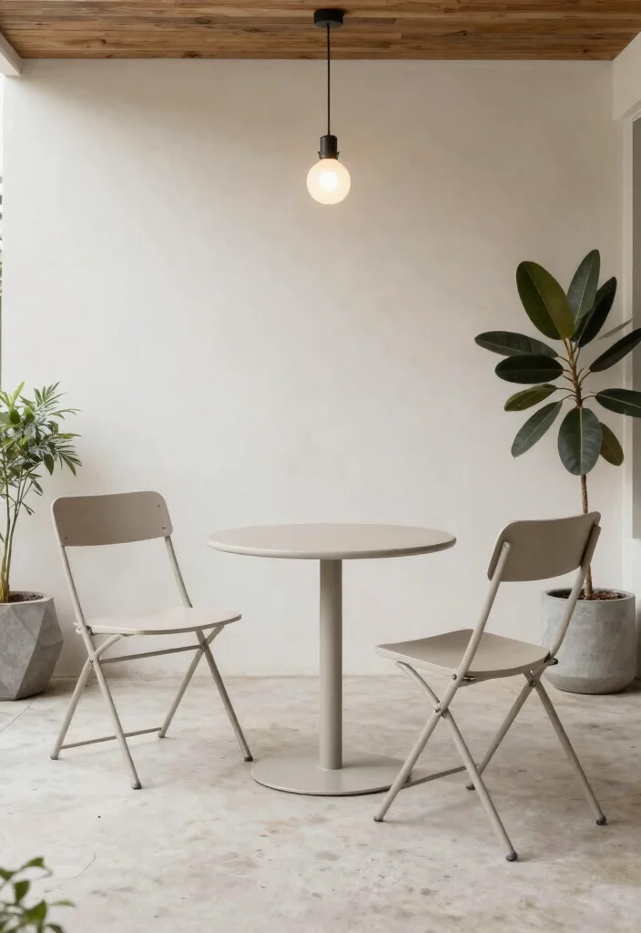 13 Clever Patio Decor Ideas with Folding Chairs Small Space 2. Minimalist Marvel 0