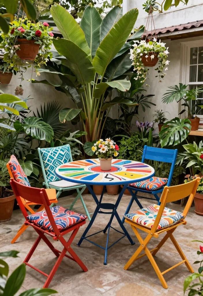 13 Clever Patio Decor Ideas with Folding Chairs Small Space 5. Eclectic Garden 0