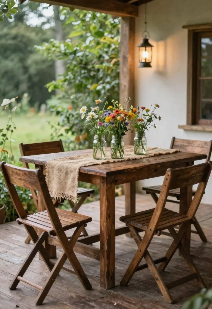 13 Clever Patio Decor Ideas with Folding Chairs Small Space 6. Rustic Charm 0