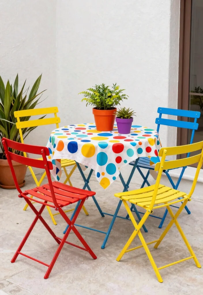 13 Clever Patio Decor Ideas with Folding Chairs Small Space 7. Color Blocked Fun 0