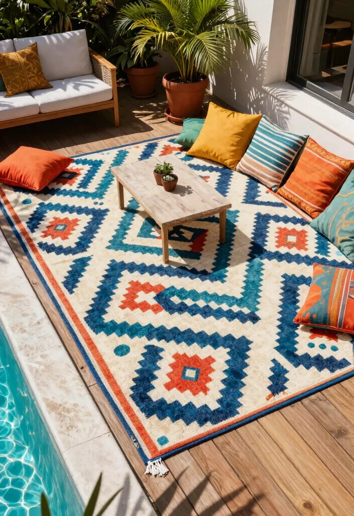 13 Cozy Above Ground Pool Seating Ideas for the Deck 10 13 Cozy Above Ground Pool Seating Ideas for the Deck 10. Outdoor Rugs for Comfort 0
