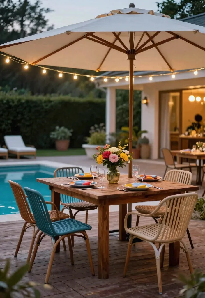 13 Cozy Above Ground Pool Seating Ideas for the Deck 12 13 Cozy Above Ground Pool Seating Ideas for the Deck 12. Outdoor Dining Set for Al Fresco Meals 0
