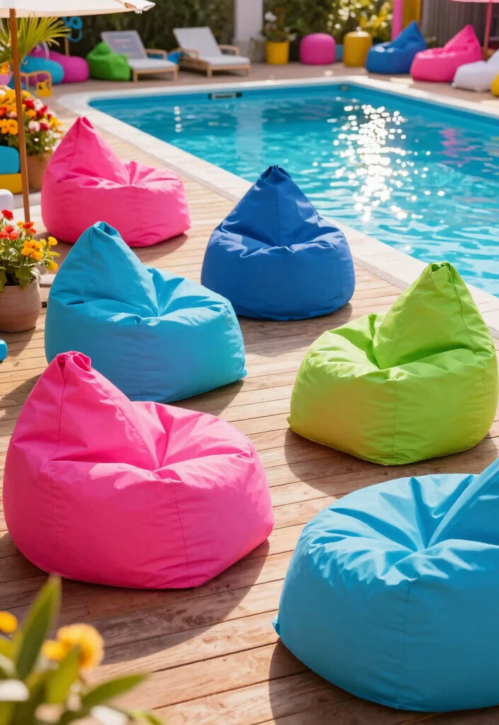 13 Cozy Above Ground Pool Seating Ideas for the Deck 13 13 Cozy Above Ground Pool Seating Ideas for the Deck 13. Poolside Bean Bags 0
