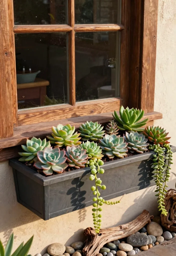 13 Cozy Bungalow Window Box Ideas for Craftsman Homes 4 13 Cozy Bungalow Window Box Ideas for Craftsman Homes 4. Succulent Sensation Low Maintenance Greenery 0