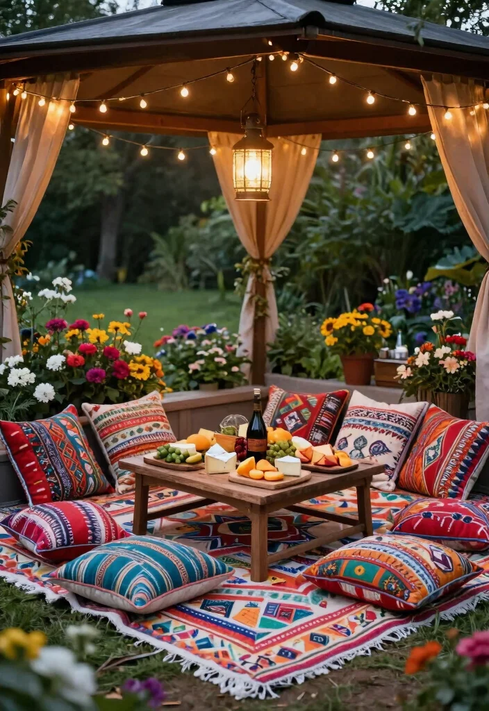 13 Cozy Gazebo Table Ideas for Outdoor Dining 2. Elegant Picnic Style 0