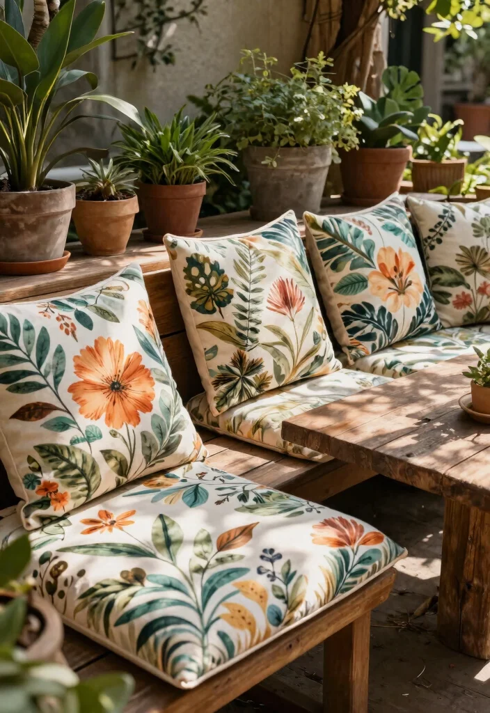 13 Cozy Patio Decoration Ideas with Cushions and Throw Pillows 6. Nature Inspired Patterns 0