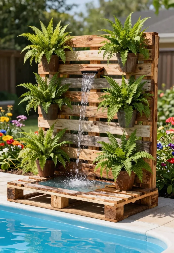 13 Easy Above Ground Pool Fountain Ideas DIY Projects 1. Water Wall Feature with Recycled Materials 0
