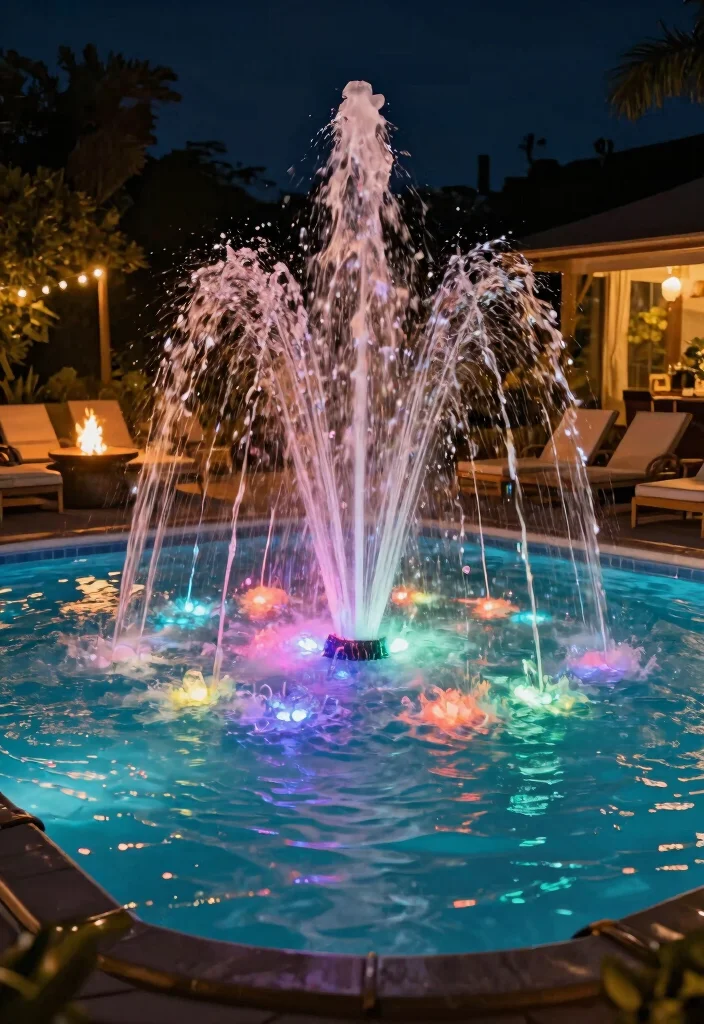 13 Easy Above Ground Pool Fountain Ideas DIY Projects 10. LED Light Fountain 0