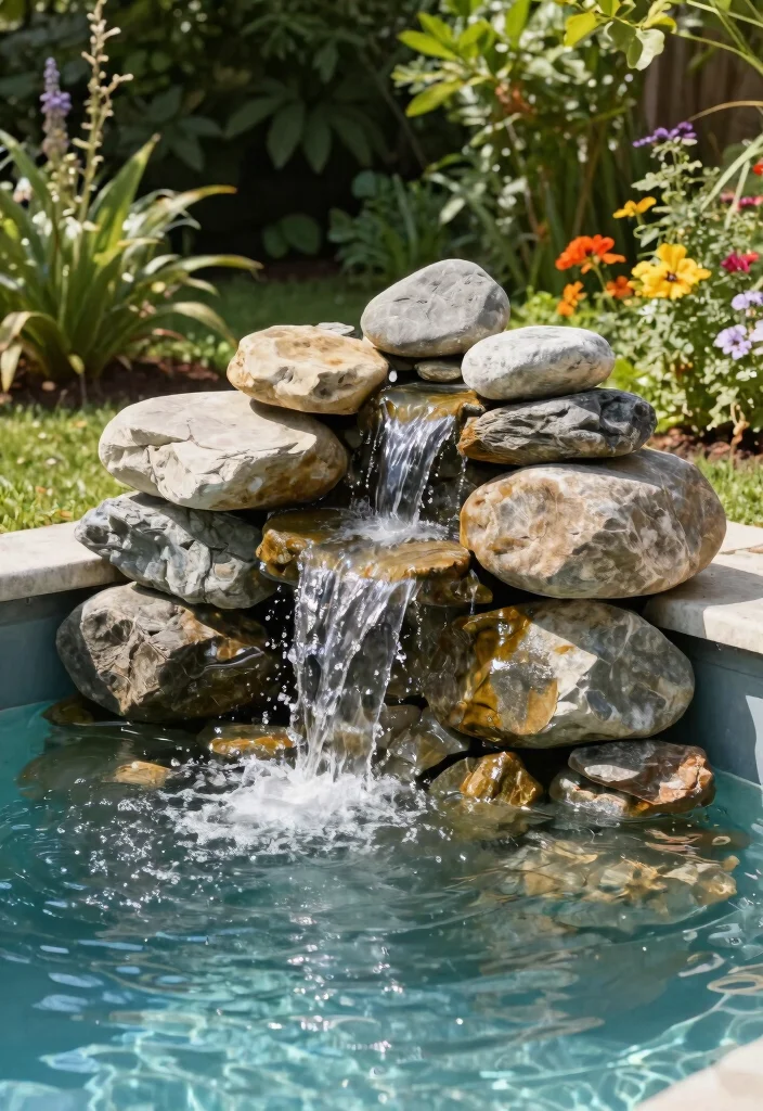 13 Easy Above Ground Pool Fountain Ideas DIY Projects 13. Natural Stone Poolside Fountain 0