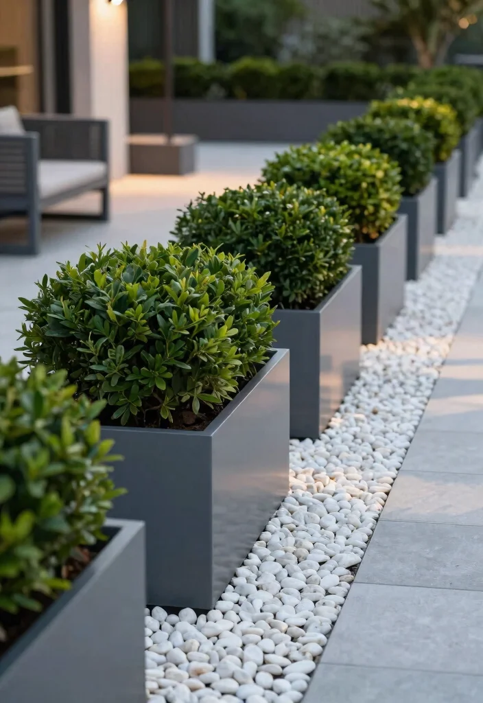 13 Elegant Outdoor Boxwood Planter Ideas for a Modern Minimalist Garden 1 13 Elegant Outdoor Boxwood Planter Ideas for a Modern Minimalist Garden 1. Sleek Rectangular Boxwood Planters 0