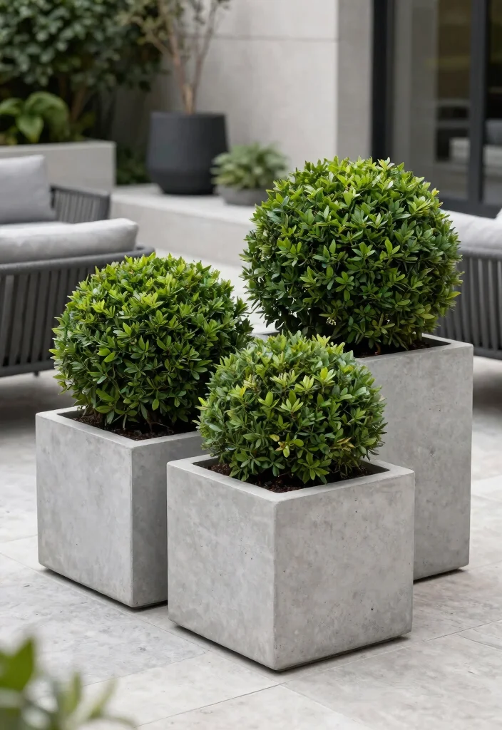 13 Elegant Outdoor Boxwood Planter Ideas for a Modern Minimalist Garden 7 13 Elegant Outdoor Boxwood Planter Ideas for a Modern Minimalist Garden 7. Minimalist Concrete Planters 0