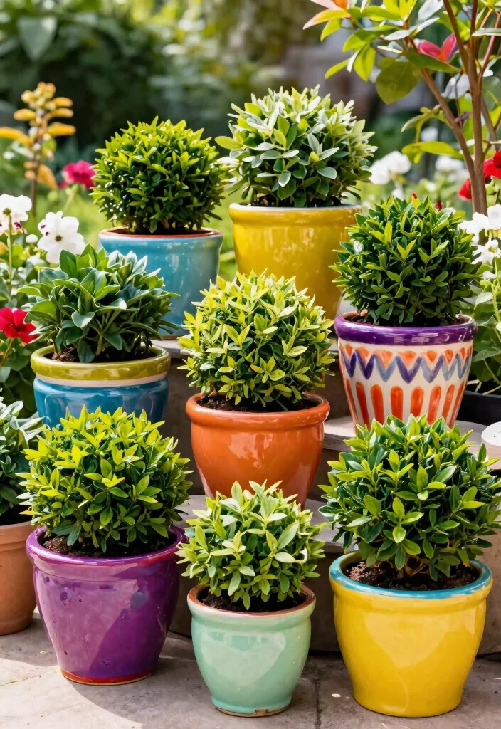 13 Elegant Outdoor Boxwood Planter Ideas for a Modern Minimalist Garden 8 13 Elegant Outdoor Boxwood Planter Ideas for a Modern Minimalist Garden 8. Colorful Ceramic Boxwood Planters 0