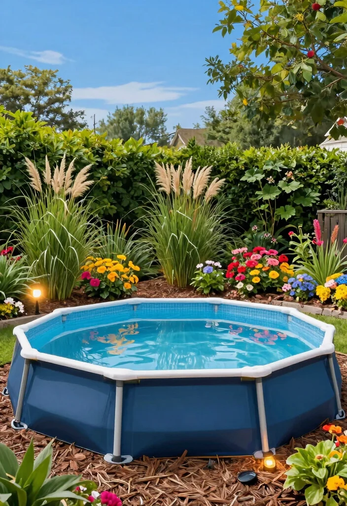 13 Fun Temporary Above Ground Pool Ideas for Summer 1 13 Fun Temporary Above Ground Pool Ideas for Summer 1. Lush Landscaping Around the Pool 0
