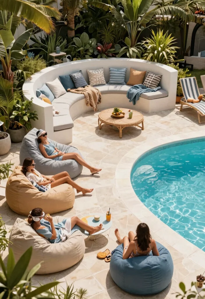 13 Fun Temporary Above Ground Pool Ideas for Summer 7 13 Fun Temporary Above Ground Pool Ideas for Summer 7. Comfortable Poolside Seating 0