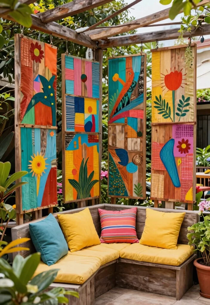 13 Genius Awning Privacy Ideas to Hide from Neighbors 11. DIY Outdoor Art Panels 0