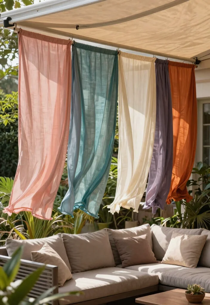 13 Genius Awning Privacy Ideas to Hide from Neighbors 2. Hanging Fabric Panels 0