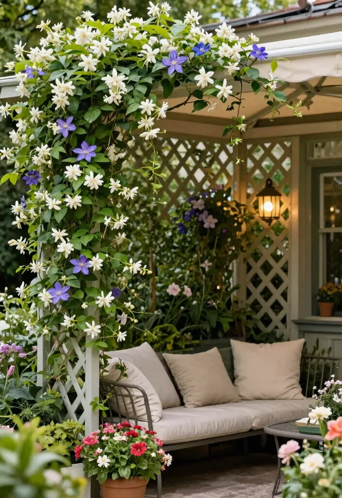 13 Genius Awning Privacy Ideas to Hide from Neighbors 5. Use Lattice or Trellis with Climbing Plants 0