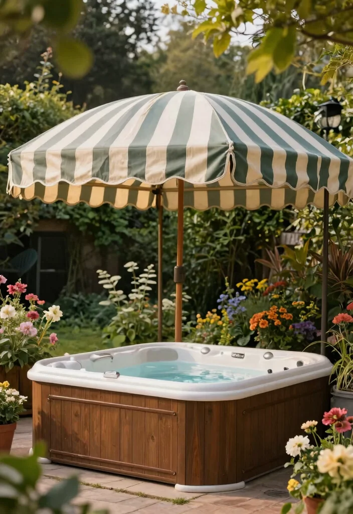 13 Practical Hot Tub Awning Ideas to Block the Rain 11. Vintage Awnings for Classic Elegance 0
