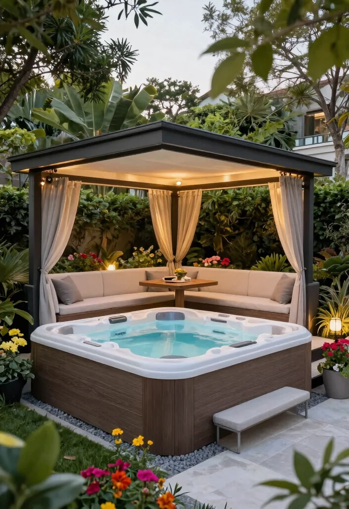 13 Practical Hot Tub Awning Ideas to Block the Rain 13. Multi Functional Structures for Versatility 0