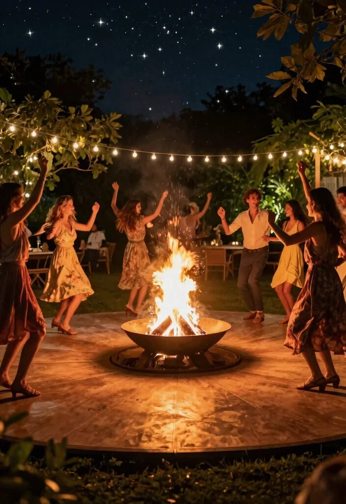 13 Romantic Fire Pit Wedding Inspirations for Outdoor Receptions 11. Fire Pit Dance Floor Twirl Under the Stars 0