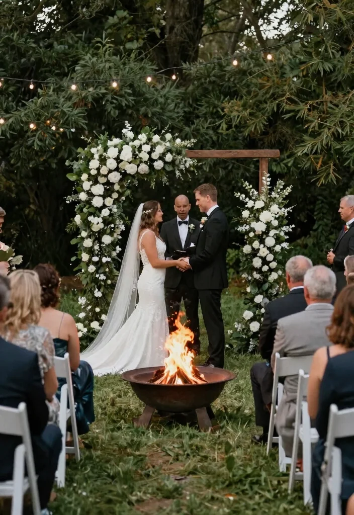 13 Romantic Fire Pit Wedding Inspirations for Outdoor Receptions 12. Fire Pit Ceremony Vows by the Flames 0