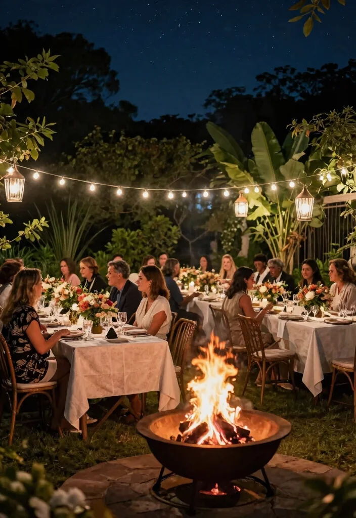 13 Romantic Fire Pit Wedding Inspirations for Outdoor Receptions 2. Elegant Table Settings Under the Stars 0