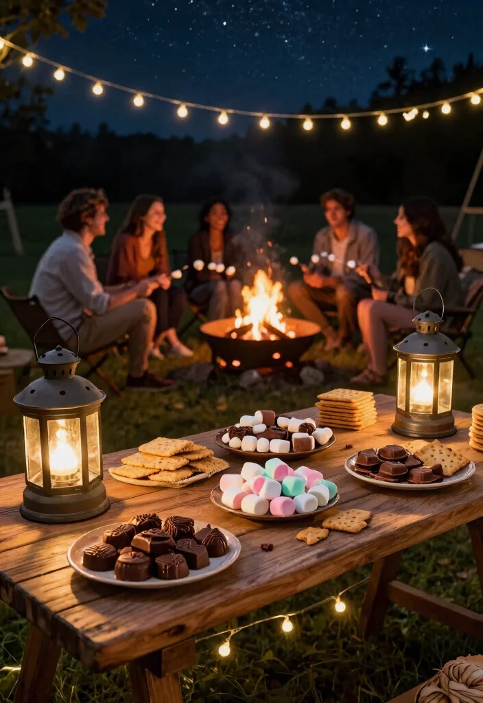 13 Romantic Fire Pit Wedding Inspirations for Outdoor Receptions 3. Smores Bar for Sweet Moments 0