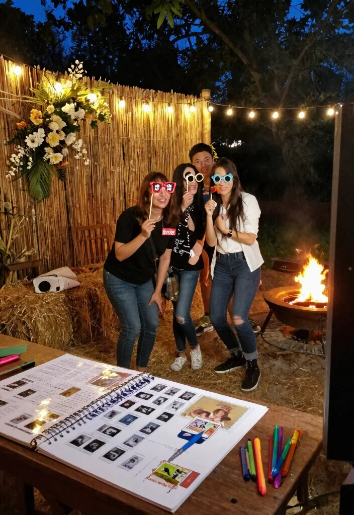 13 Romantic Fire Pit Wedding Inspirations for Outdoor Receptions 5. Rustic Photo Booth Area 0