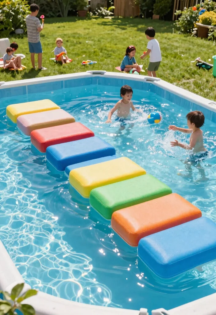 13 Safe Above Ground Pool Stairs Ideas for Families 10. Modular Foam Steps 0