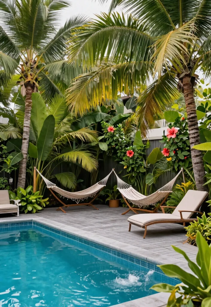 13 Smart Low Deck Ideas for Ground Level Above Ground Pools 12 13 Smart Low Deck Ideas for Ground Level Above Ground Pools 12. Low Maintenance Tropical Deck 0