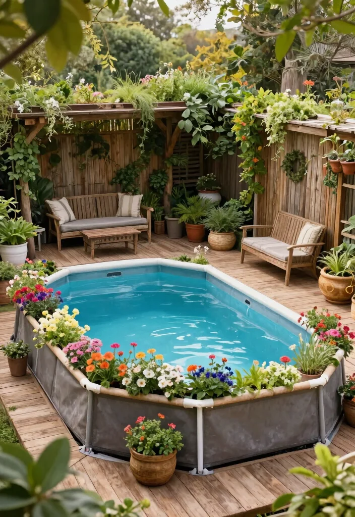 13 Smart Low Deck Ideas for Ground Level Above Ground Pools 3 13 Smart Low Deck Ideas for Ground Level Above Ground Pools 3. Garden Inspired Deck 0
