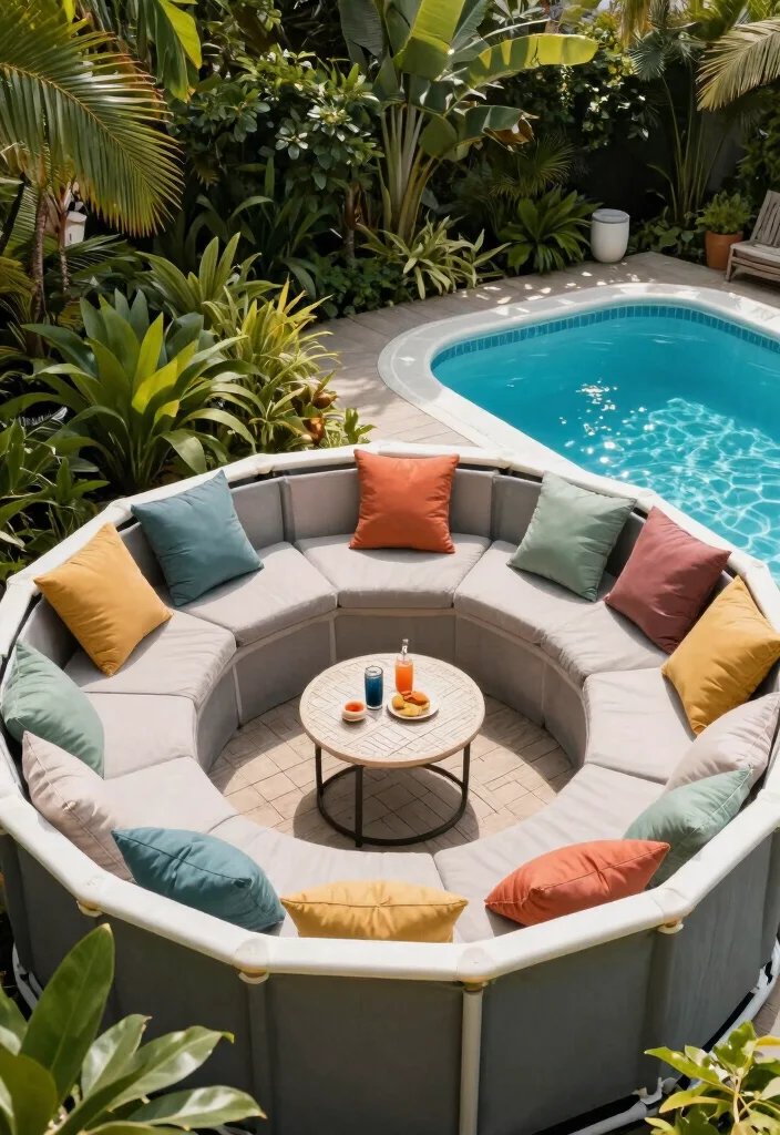 13 Smart Low Deck Ideas for Ground Level Above Ground Pools 9 13 Smart Low Deck Ideas for Ground Level Above Ground Pools 9. Deck with Built in Seating 0