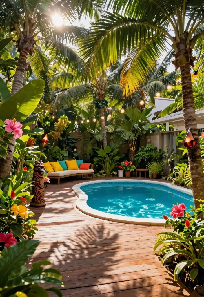 15 Beautiful Semi Above Ground Pool Ideas with Wood Decks 3 15 Beautiful Semi Above Ground Pool Ideas with Wood Decks 3. Tropical Oasis with Lush Landscaping 0