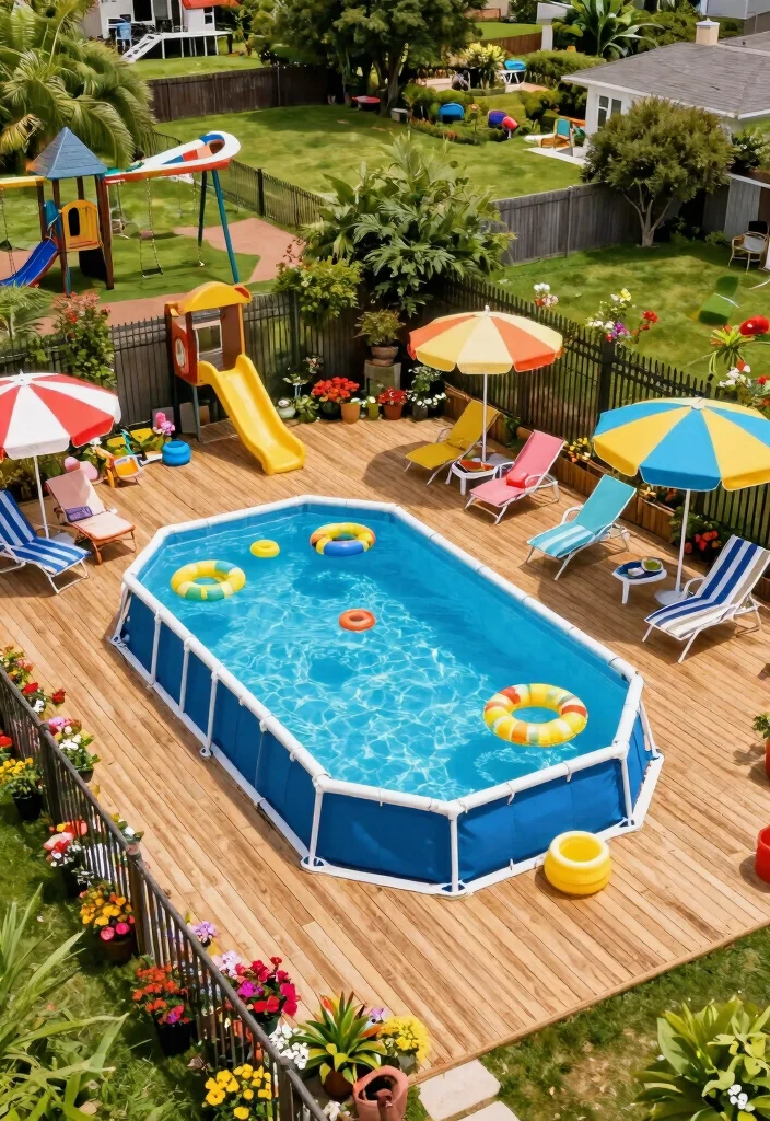 15 Beautiful Semi Above Ground Pool Ideas with Wood Decks 5 15 Beautiful Semi Above Ground Pool Ideas with Wood Decks 5. Family Friendly Fun Zone 0