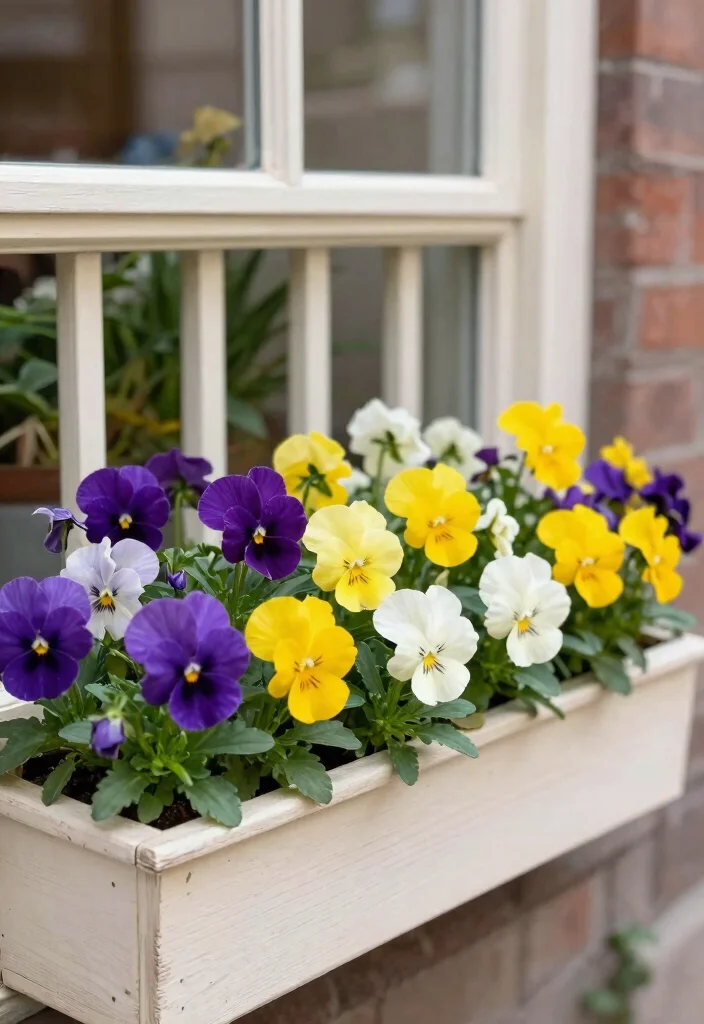 15 Best Spring Window Box Planting Ideas Early Blooms 2. Charming Pansy Parade 0