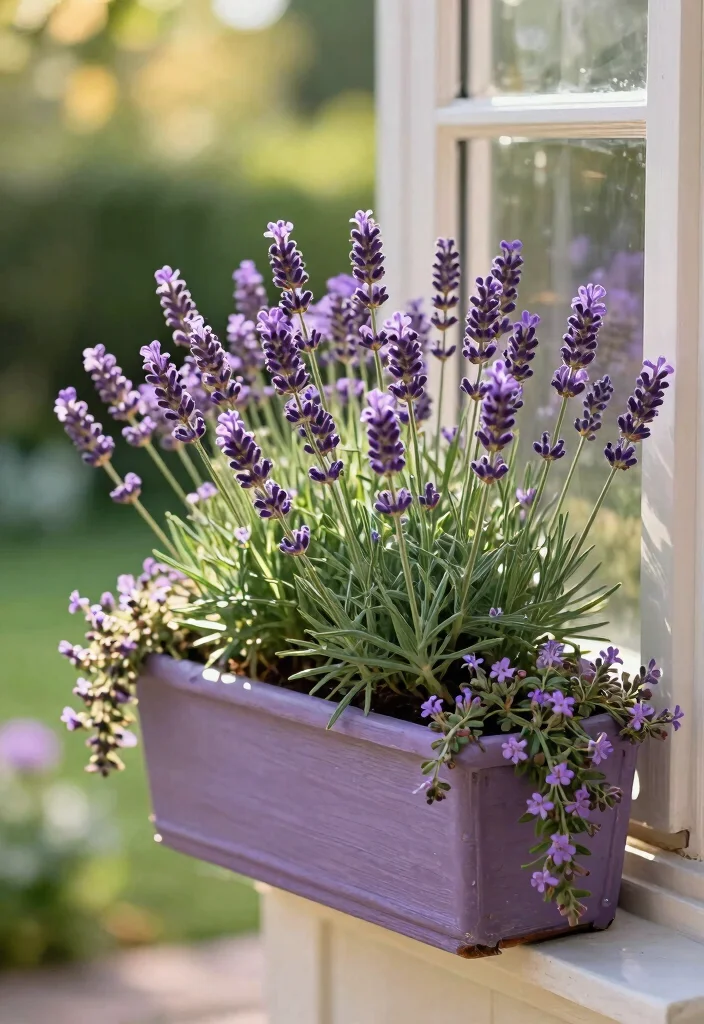 15 Best Spring Window Box Planting Ideas Early Blooms 4. Lush Lavender Layers 0