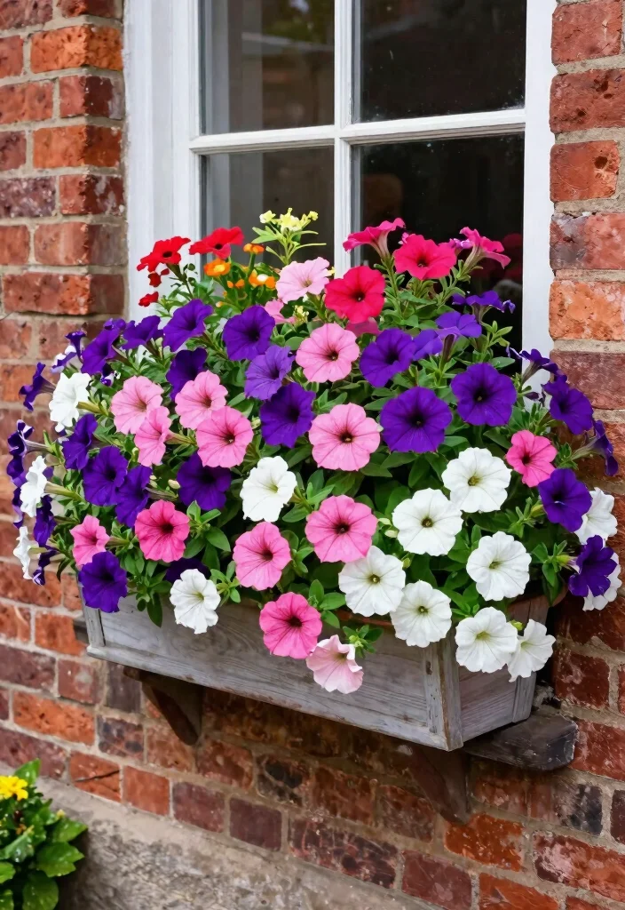 15 Best Spring Window Box Planting Ideas Early Blooms 7. Whimsical Petunias 0