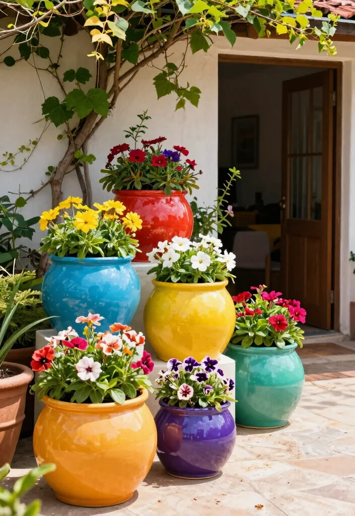 15 Chic Round Planter Ideas for Eco-Friendly Outdoor Entryways 6 15 Chic Round Planter Ideas for Eco Friendly Outdoor Entryways 6. Colorful Ceramic Planters 0
