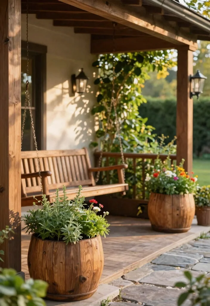 15 Chic Round Planter Ideas for Eco-Friendly Outdoor Entryways 7 15 Chic Round Planter Ideas for Eco Friendly Outdoor Entryways 7. Rustic Wooden Planters 0