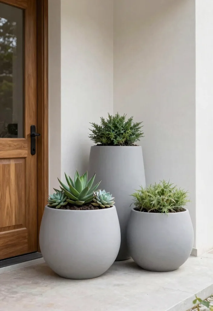 15 Chic Round Planter Ideas for Eco-Friendly Outdoor Entryways 9 15 Chic Round Planter Ideas for Eco Friendly Outdoor Entryways 9. Minimalist Round Planters 0
