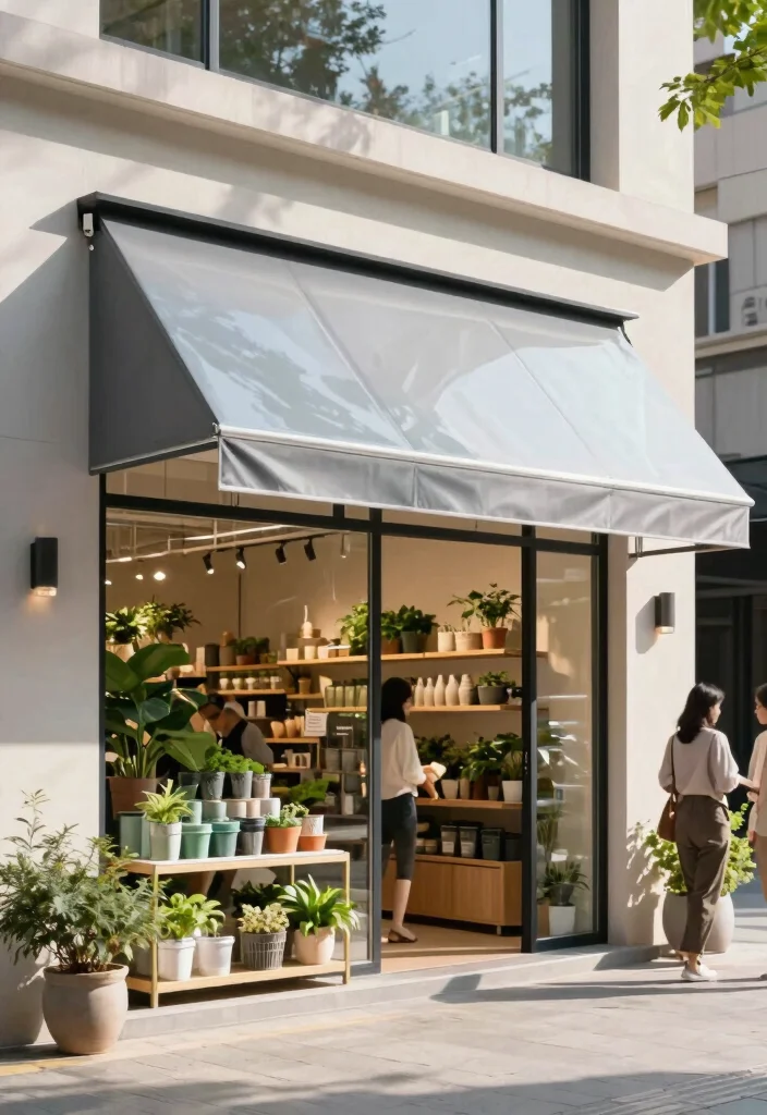 15 Chic Storefront Awning Ideas to Attract More Customers 14. Eco Conscious PVC Awnings for Versatility 0