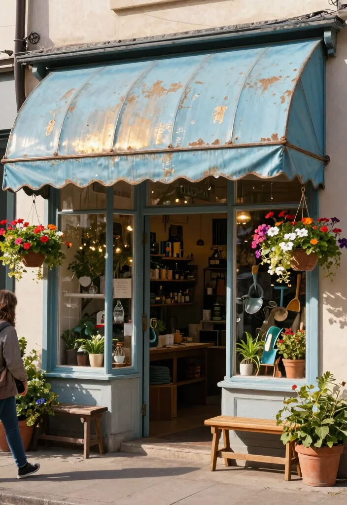 15 Chic Storefront Awning Ideas to Attract More Customers 5. Vintage Tin Awnings for a Rustic Feel 0