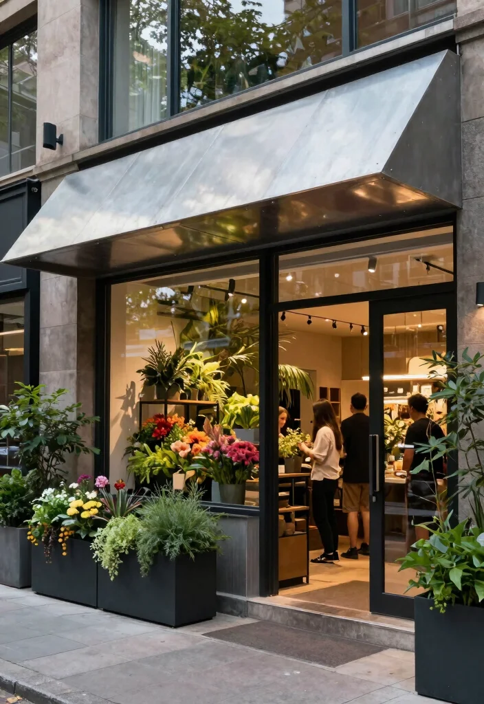 15 Chic Storefront Awning Ideas to Attract More Customers 7. Steel Awnings for an Industrial Edge 0